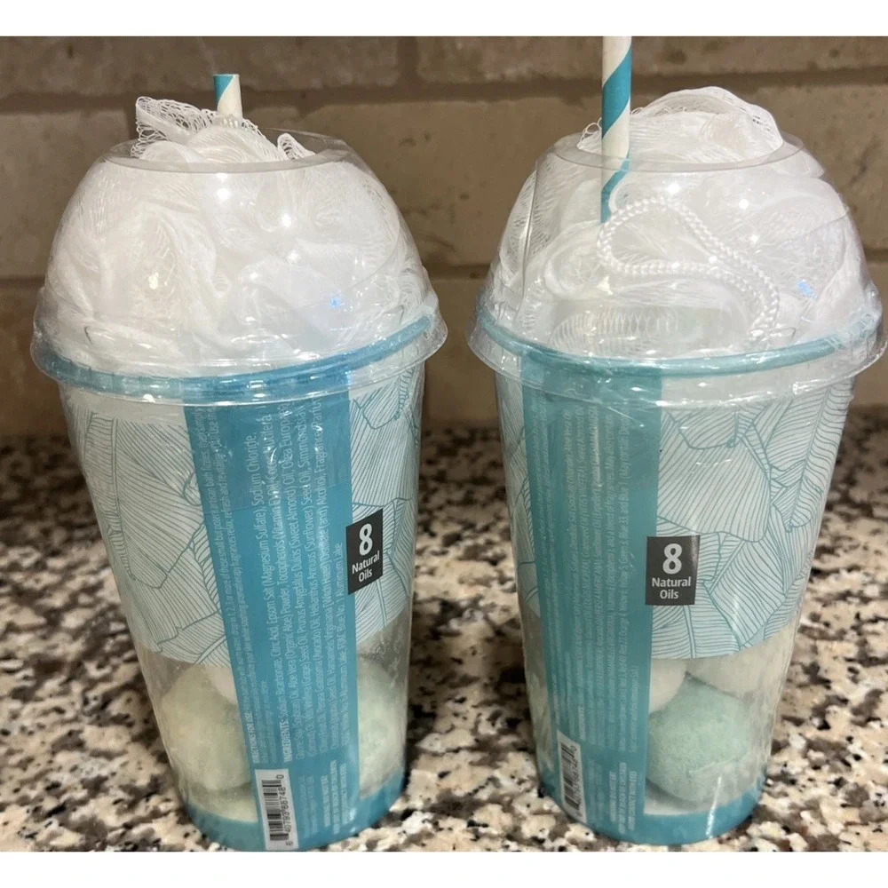 Lot Of 2 Fizz‎ & Bubble Milkshake 12 Bath Fizzy Bombs, Bath Sponge Coconut Cream